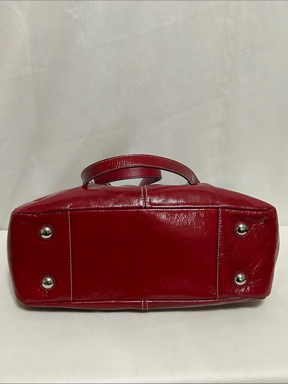 Coach Red Patent Leather Pleated Gallery Tote